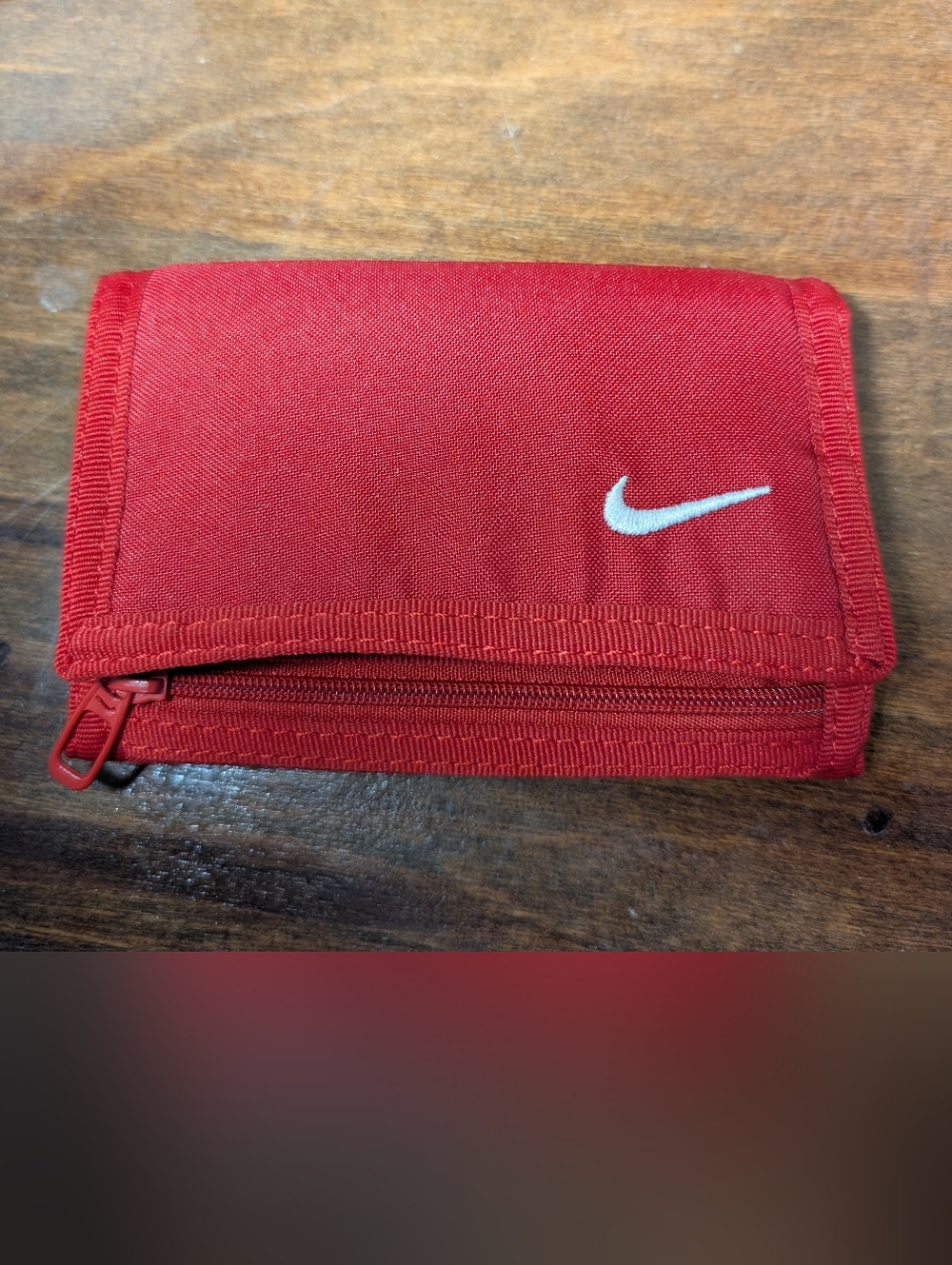 Red Nike Trifold Canvas Wallet